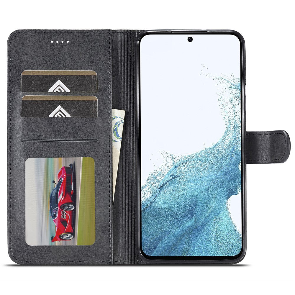 LC.IMEEKE For Samsung Galaxy S23 FE Wallet Case PU Leather Calf Texture Stand Flip Cover