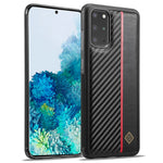 LC.IMEEKE-cover med kulfibertekstur til Samsung Galaxy S20 4G / 5G, ridsefast mobilcover i PU-læder + TPU + EVA