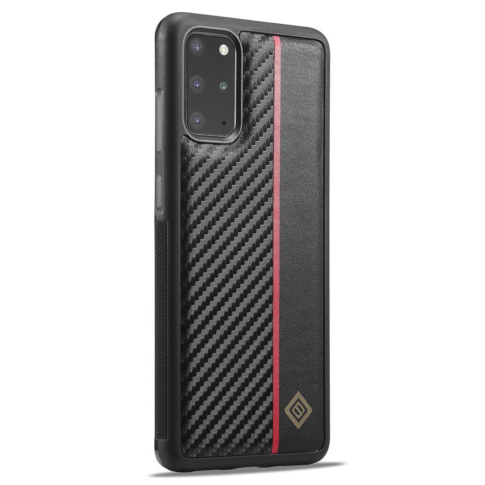 LC.IMEEKE-cover med kulfibertekstur til Samsung Galaxy S20 4G / 5G, ridsefast mobilcover i PU-læder + TPU + EVA