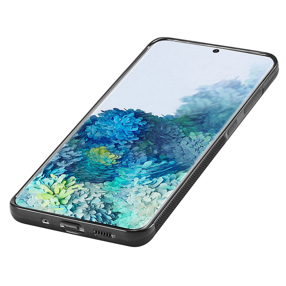 LC.IMEEKE-cover med kulfibertekstur til Samsung Galaxy S20 4G / 5G, ridsefast mobilcover i PU-læder + TPU + EVA