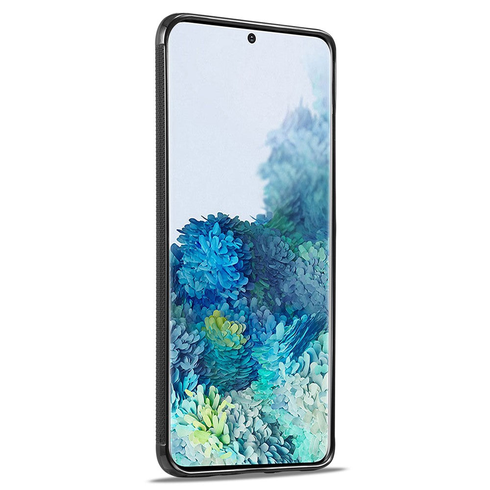 LC.IMEEKE mobilcover til Samsung Galaxy S20 Plus 4G / 5G, kulfibertekstur, bagside i læder+TPU+EVA