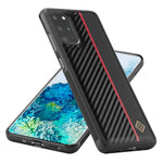 LC.IMEEKE mobilcover til Samsung Galaxy S20 Plus 4G / 5G, kulfibertekstur, bagside i læder+TPU+EVA