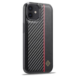 LC.IMEEKE For iPhone 12 mini PU Leather Coated TPU+EVA Phone Case Shock Absorption Carbon Fiber Texture Cover
