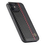 LC.IMEEKE For iPhone 12 mini PU Leather Coated TPU+EVA Phone Case Shock Absorption Carbon Fiber Texture Cover