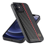 LC.IMEEKE For iPhone 12 mini PU Leather Coated TPU+EVA Phone Case Shock Absorption Carbon Fiber Texture Cover