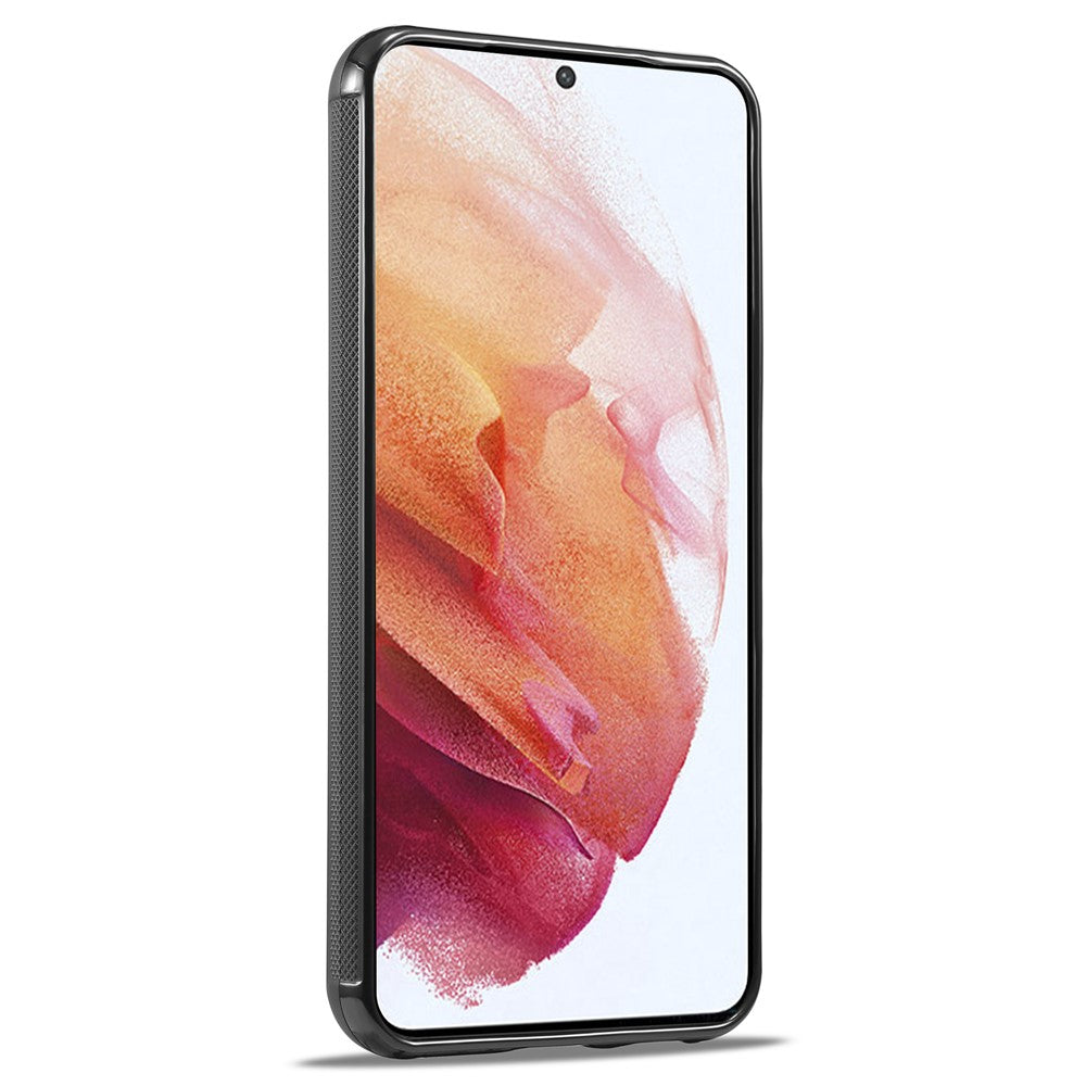 LC.IMEEKE til Samsung Galaxy S21 4G / 5G cover med kulfibertekstur, PU-læderbelagt TPU+EVA, stødsikkert mobilcover