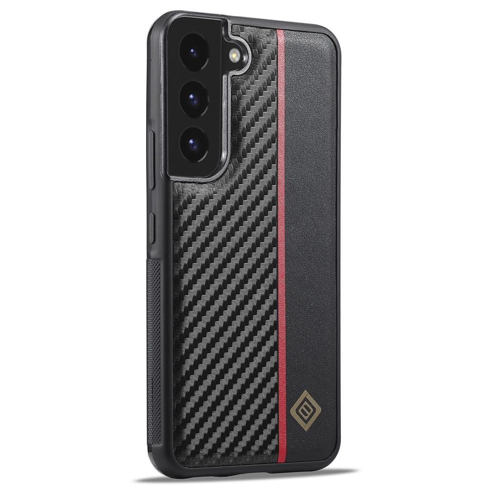 LC.IMEEKE For Samsung Galaxy S22+ 5G PU Leather+TPU+EVA Phone Case Carbon Fiber Texture Splicing Cover