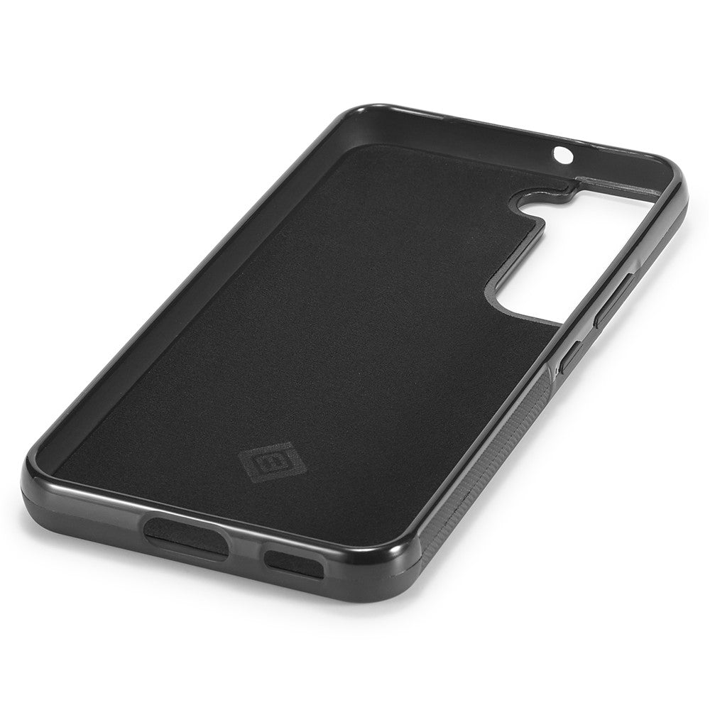LC.IMEEKE For Samsung Galaxy S22+ 5G PU Leather+TPU+EVA Phone Case Carbon Fiber Texture Splicing Cover