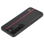 LC.IMEEKE For Samsung Galaxy S22+ 5G PU Leather+TPU+EVA Phone Case Carbon Fiber Texture Splicing Cover