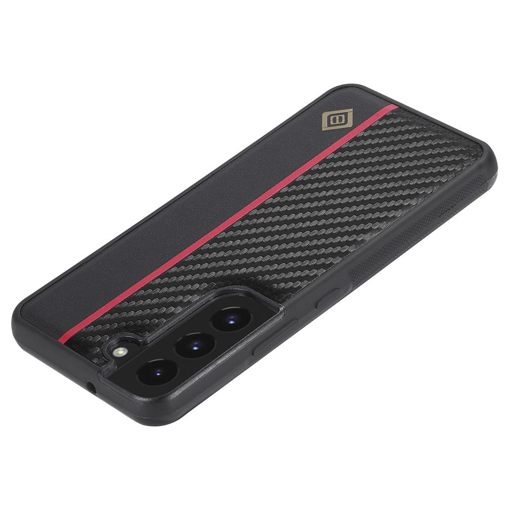 LC.IMEEKE For Samsung Galaxy S22+ 5G PU Leather+TPU+EVA Phone Case Carbon Fiber Texture Splicing Cover