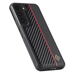 LC.IMEEKE For Samsung Galaxy S22+ 5G PU Leather+TPU+EVA Phone Case Carbon Fiber Texture Splicing Cover