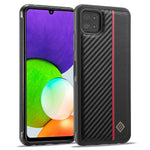 LC.IMEEKE Cell Phone Case for Samsung Galaxy A22 5G (EU Version), Carbon Fiber Texture Leather+TPU+EVA Slim Cover