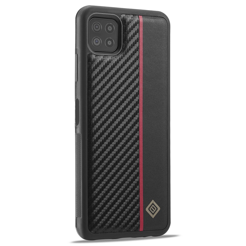 LC.IMEEKE Cell Phone Case for Samsung Galaxy A22 5G (EU Version), Carbon Fiber Texture Leather+TPU+EVA Slim Cover