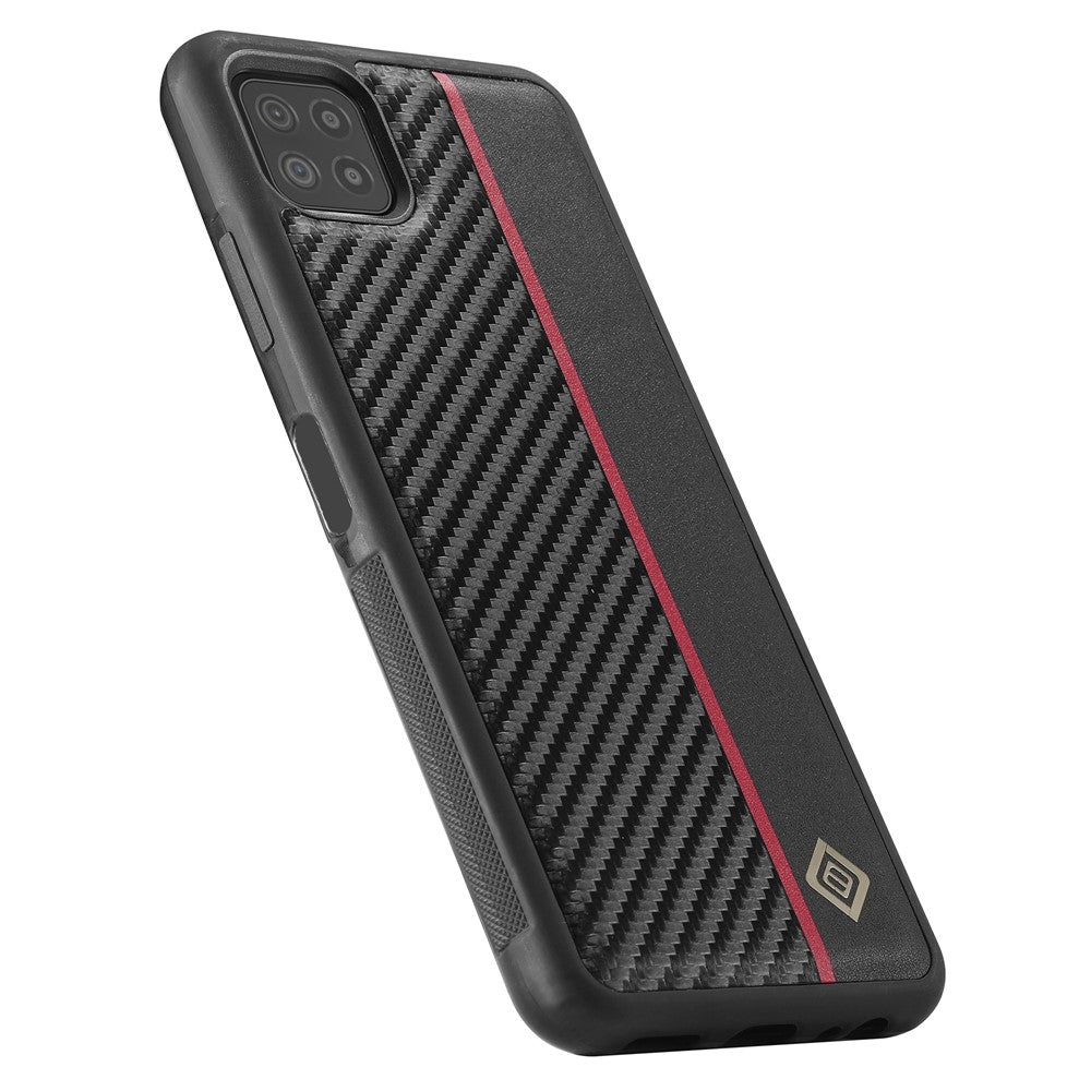 LC.IMEEKE Cell Phone Case for Samsung Galaxy A22 5G (EU Version), Carbon Fiber Texture Leather+TPU+EVA Slim Cover