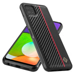 LC.IMEEKE Cell Phone Case for Samsung Galaxy A22 5G (EU Version), Carbon Fiber Texture Leather+TPU+EVA Slim Cover