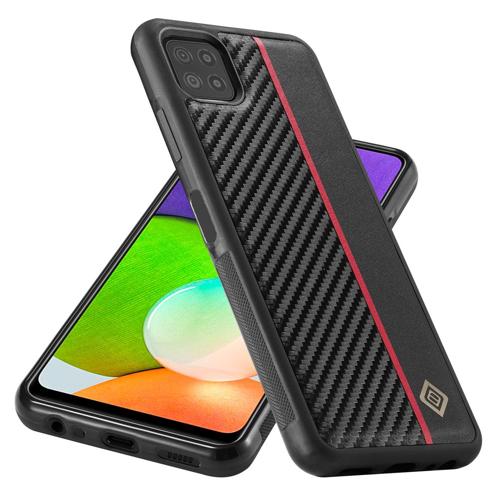 LC.IMEEKE Cell Phone Case for Samsung Galaxy A22 5G (EU Version), Carbon Fiber Texture Leather+TPU+EVA Slim Cover