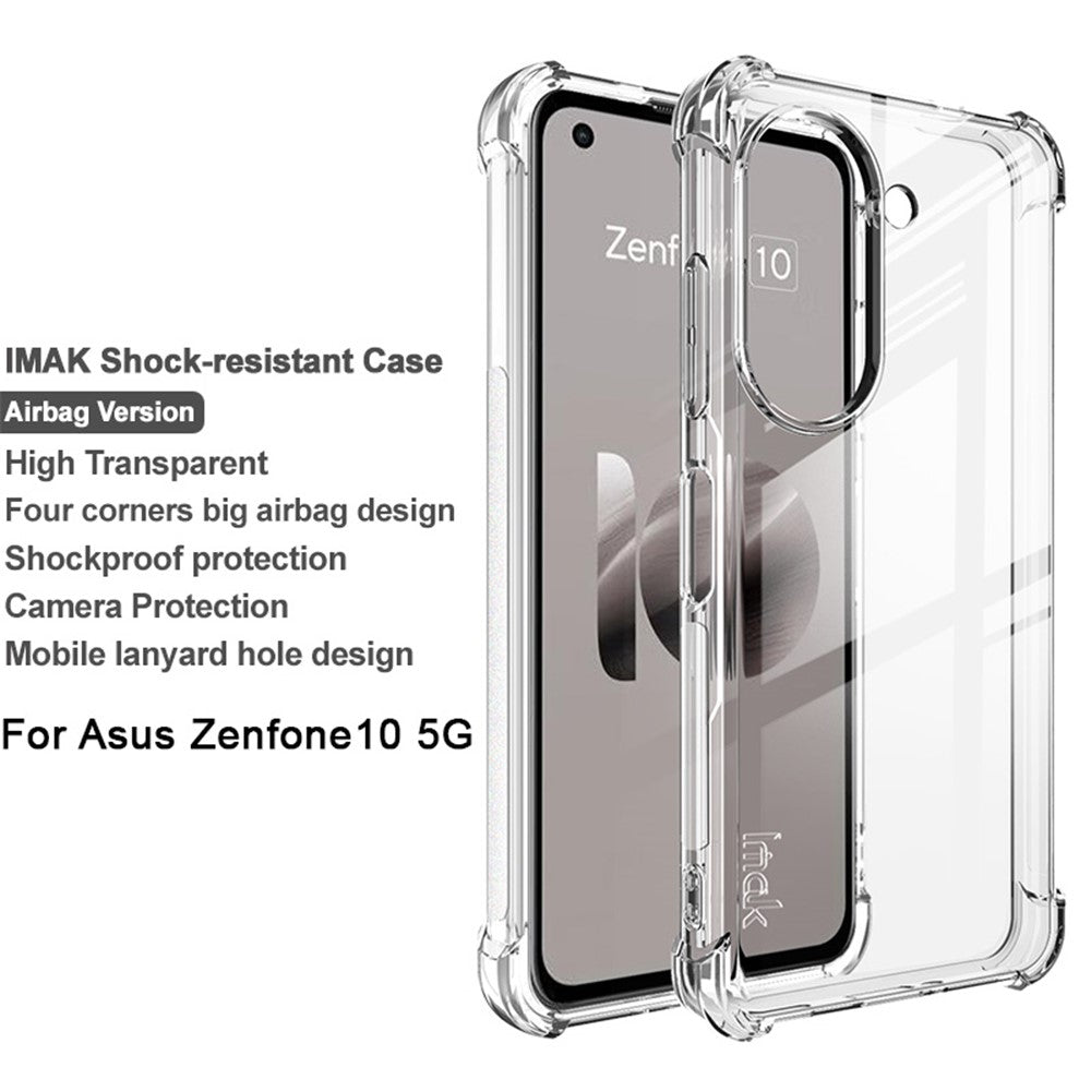 IMAK til Asus Zenfone 10 5G Telefoncover Fire Hjørner Anti-fald Gennemsigtigt TPU Bagcover