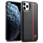 LC.IMEEKE til iPhone 11 Pro Max cover kulfiberstruktur PU-læder+TPU+EVA-skal