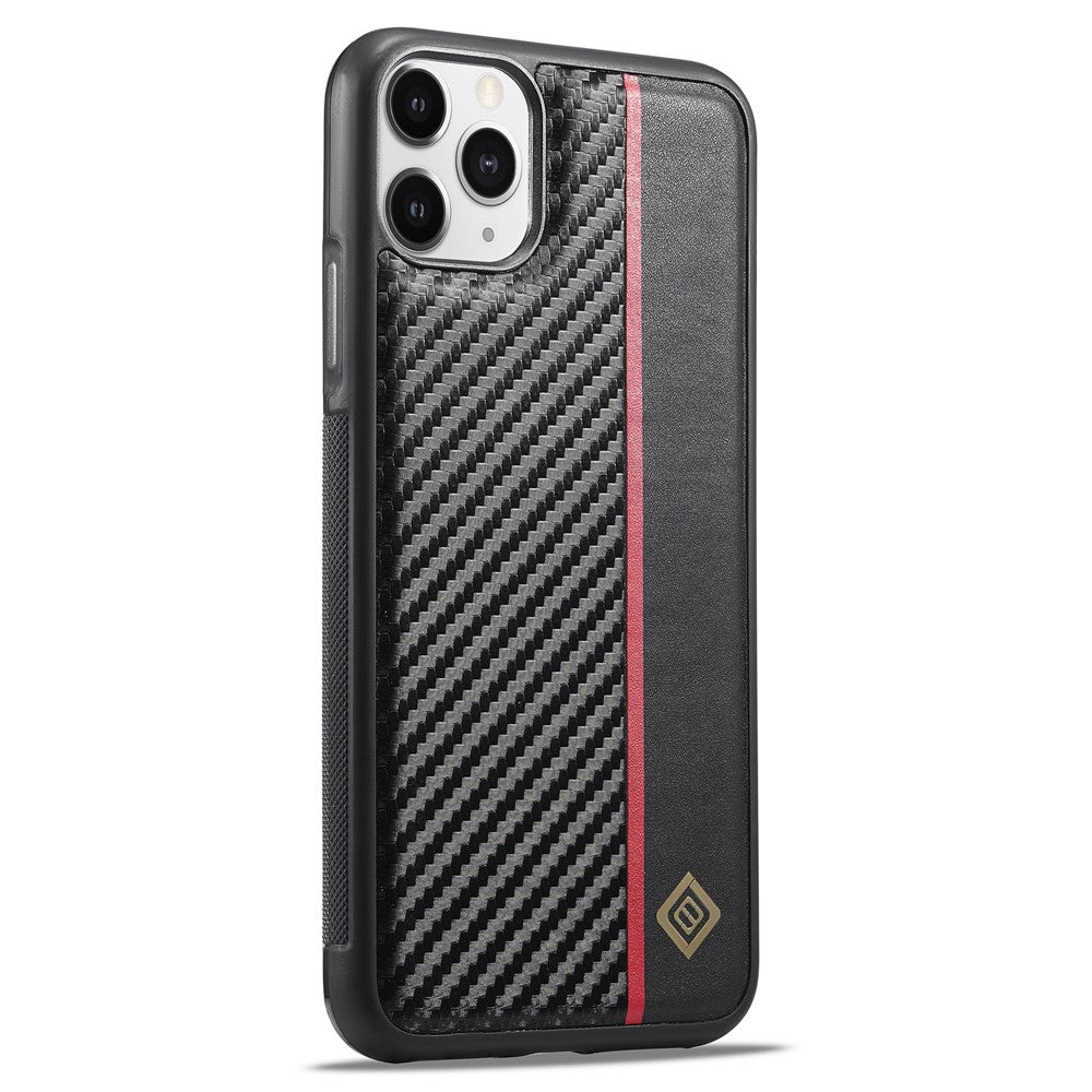 LC.IMEEKE til iPhone 11 Pro Max cover kulfiberstruktur PU-læder+TPU+EVA-skal