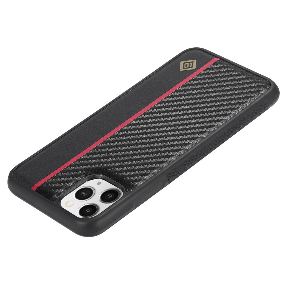 LC.IMEEKE til iPhone 11 Pro Max cover kulfiberstruktur PU-læder+TPU+EVA-skal