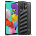 LC.IMEEKE För Samsung Galaxy A51 4G SM-A515 Slim-Fit mobilskal Kolfiberstruktur PU-läder+TPU+EVA-skal