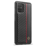LC.IMEEKE För Samsung Galaxy A51 4G SM-A515 Slim-Fit mobilskal Kolfiberstruktur PU-läder+TPU+EVA-skal