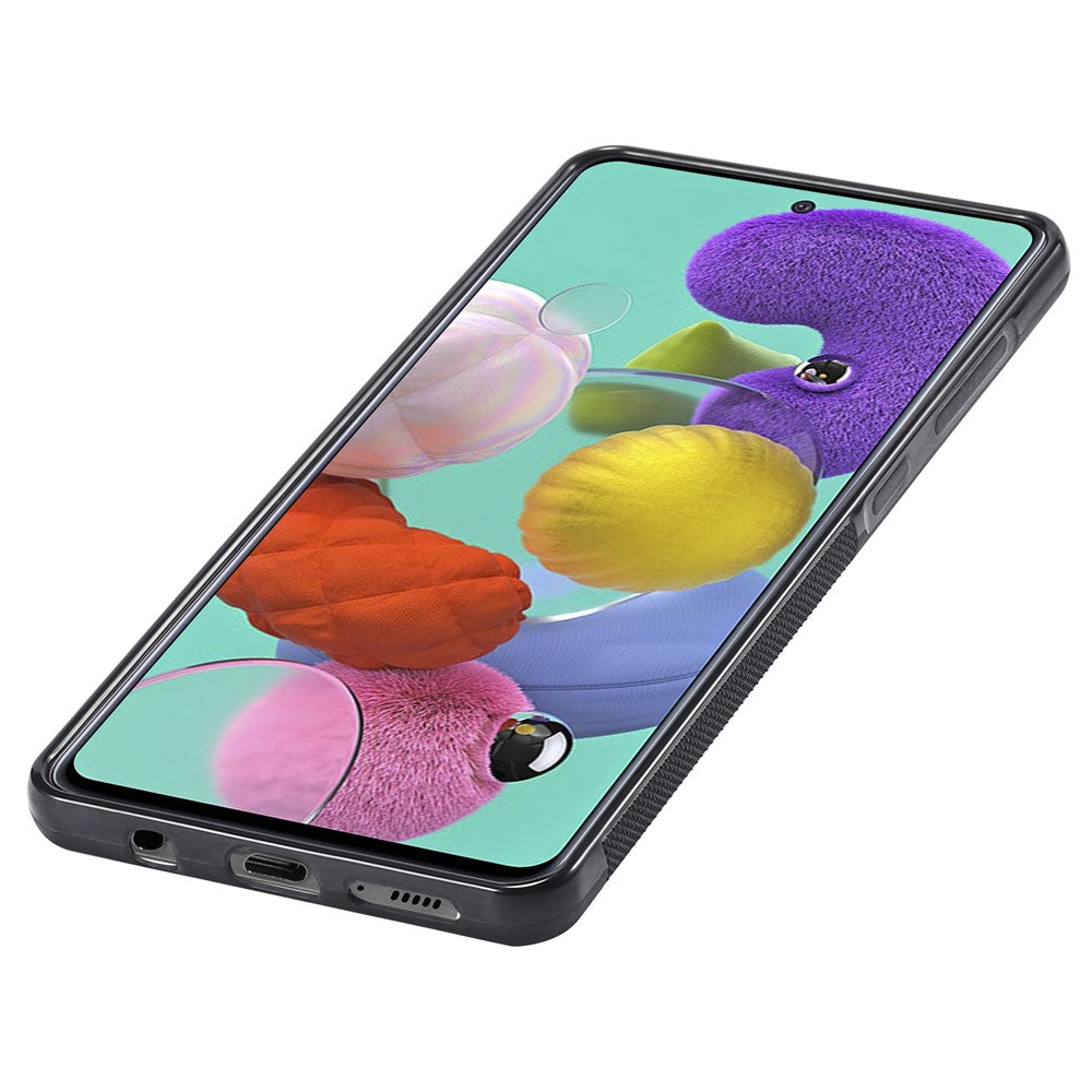 LC.IMEEKE För Samsung Galaxy A51 4G SM-A515 Slim-Fit mobilskal Kolfiberstruktur PU-läder+TPU+EVA-skal