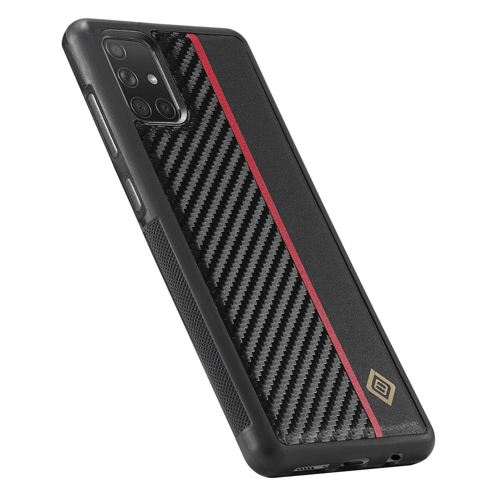 LC.IMEEKE För Samsung Galaxy A51 4G SM-A515 Slim-Fit mobilskal Kolfiberstruktur PU-läder+TPU+EVA-skal