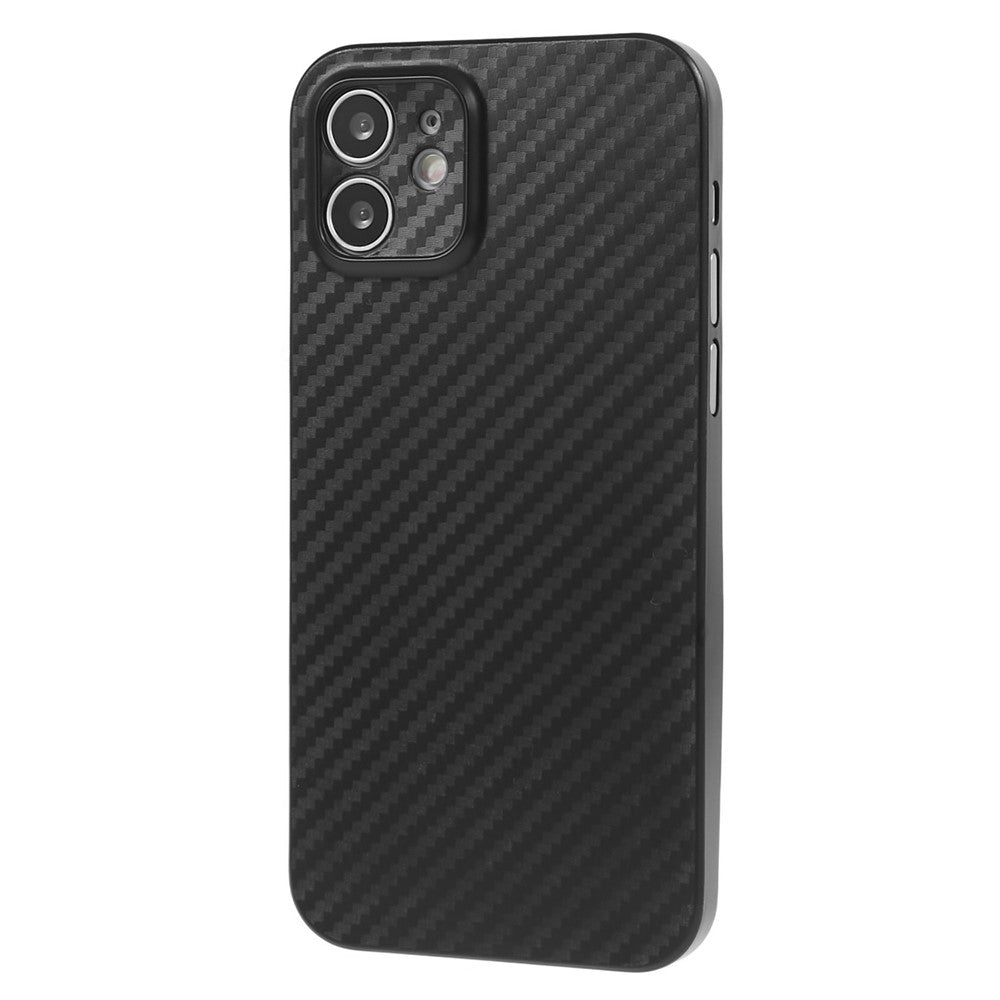 Til iPhone 12 6,1 tommer Supertyndt cover med kulfibertekstur PC-bagside (præcis udskæring til kameralinse)