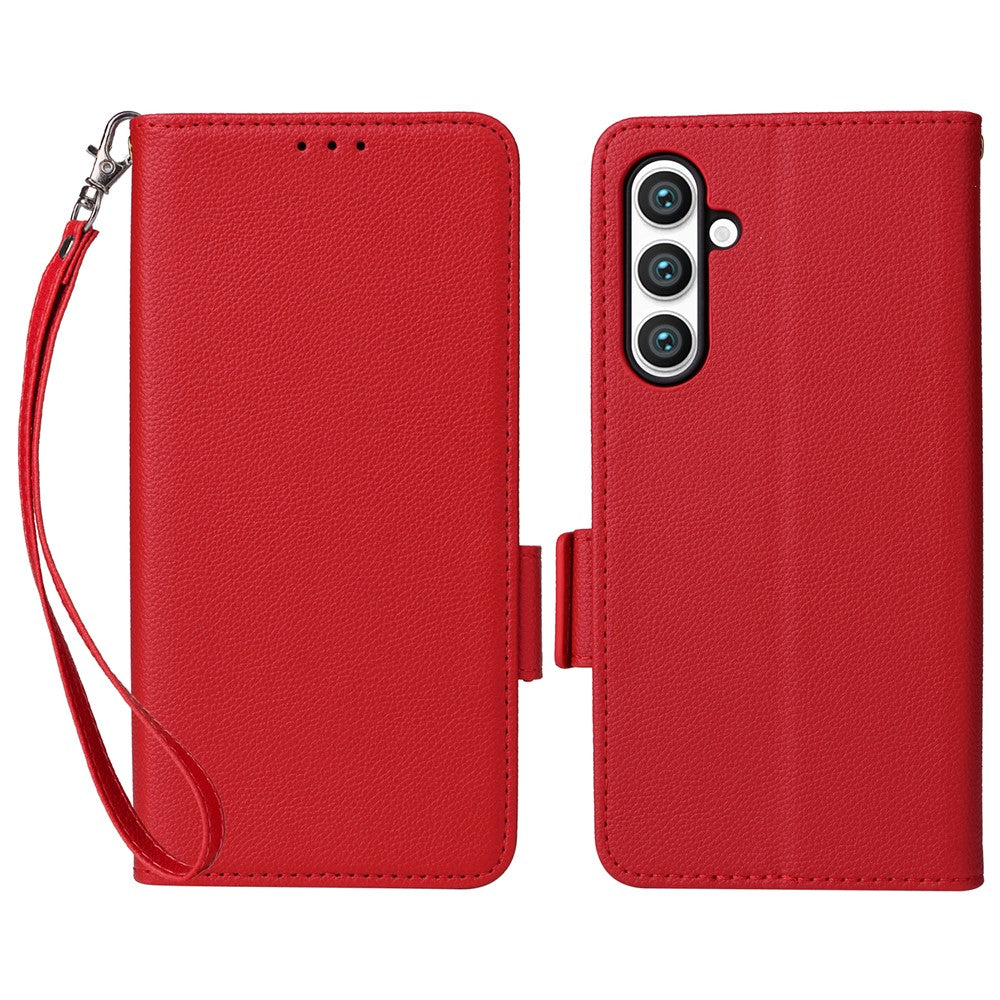 For Samsung Galaxy S23 FE Anti-scratch Litchi Texture PU Leather Case Wallet Stand Phone Cover with Strap
