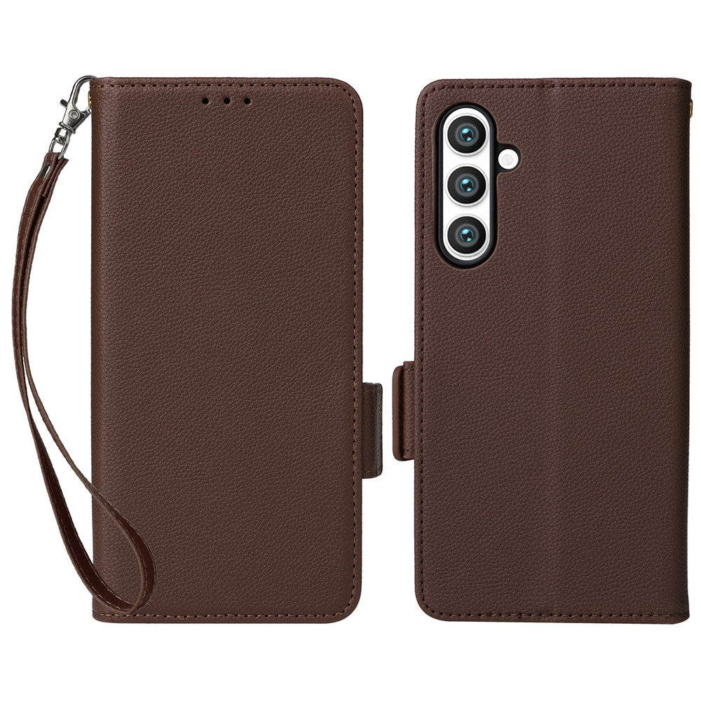 For Samsung Galaxy S23 FE Anti-scratch Litchi Texture PU Leather Case Wallet Stand Phone Cover with Strap