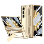 For Honor Magic V2 5G Hard PC Phone Case Folding Kickstand Full Body Protection Cover with Tempered Glass Film