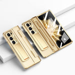 For Honor Magic V2 5G Hard PC Phone Case Folding Kickstand Full Body Protection Cover with Tempered Glass Film