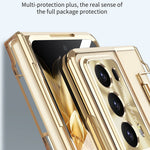 For Honor Magic V2 5G Hard PC Phone Case Folding Kickstand Full Body Protection Cover with Tempered Glass Film