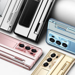 For Honor Magic V2 5G Hard PC Phone Case Folding Kickstand Full Body Protection Cover with Tempered Glass Film