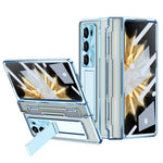 For Honor Magic V2 5G Hard PC Phone Case Folding Kickstand Full Body Protection Cover with Tempered Glass Film