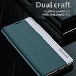 For Samsung Galaxy S23 FE PU Leather+PC Electroplating Phone Cover Drop Protection Stand Case