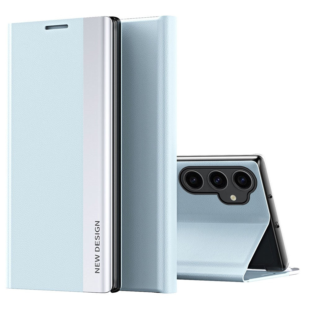 For Samsung Galaxy S23 FE PU Leather+PC Electroplating Phone Cover Drop Protection Stand Case