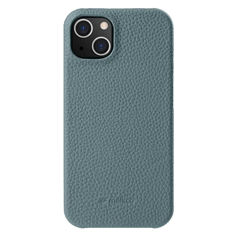 MELKCO til iPhone 14 Plus Anti-drop Mobiltelefoncover Ægte Koskindbelagt PC-cover