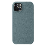 MELKCO For iPhone 14 Plus Anti-drop Cell Phone Case Genuine Cow Leather Coated PC Cover