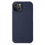 MELKCO For iPhone 14 Plus Anti-drop Cell Phone Case Genuine Cow Leather Coated PC Cover