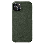 MELKCO For iPhone 14 Plus Anti-drop Cell Phone Case Genuine Cow Leather Coated PC Cover