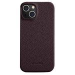 MELKCO For iPhone 14 Plus Anti-drop Cell Phone Case Genuine Cow Leather Coated PC Cover