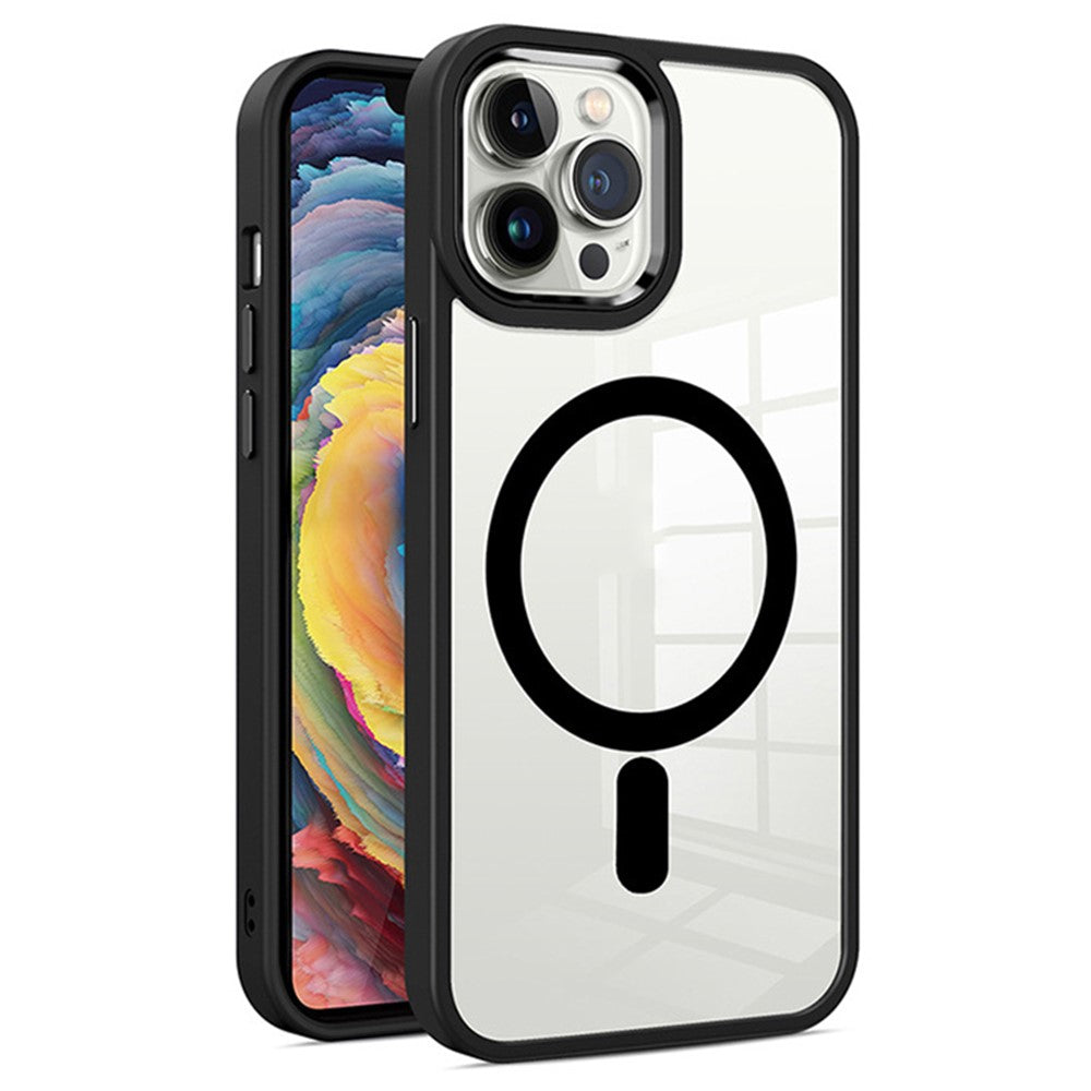 For iPhone 15 Pro Transparent Back Cover Compatible with MagSafe PC+TPU Phone Case