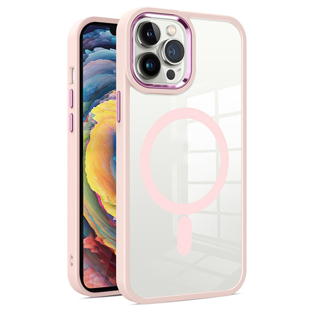 For iPhone 15 Pro Transparent Back Cover Compatible with MagSafe PC+TPU Phone Case