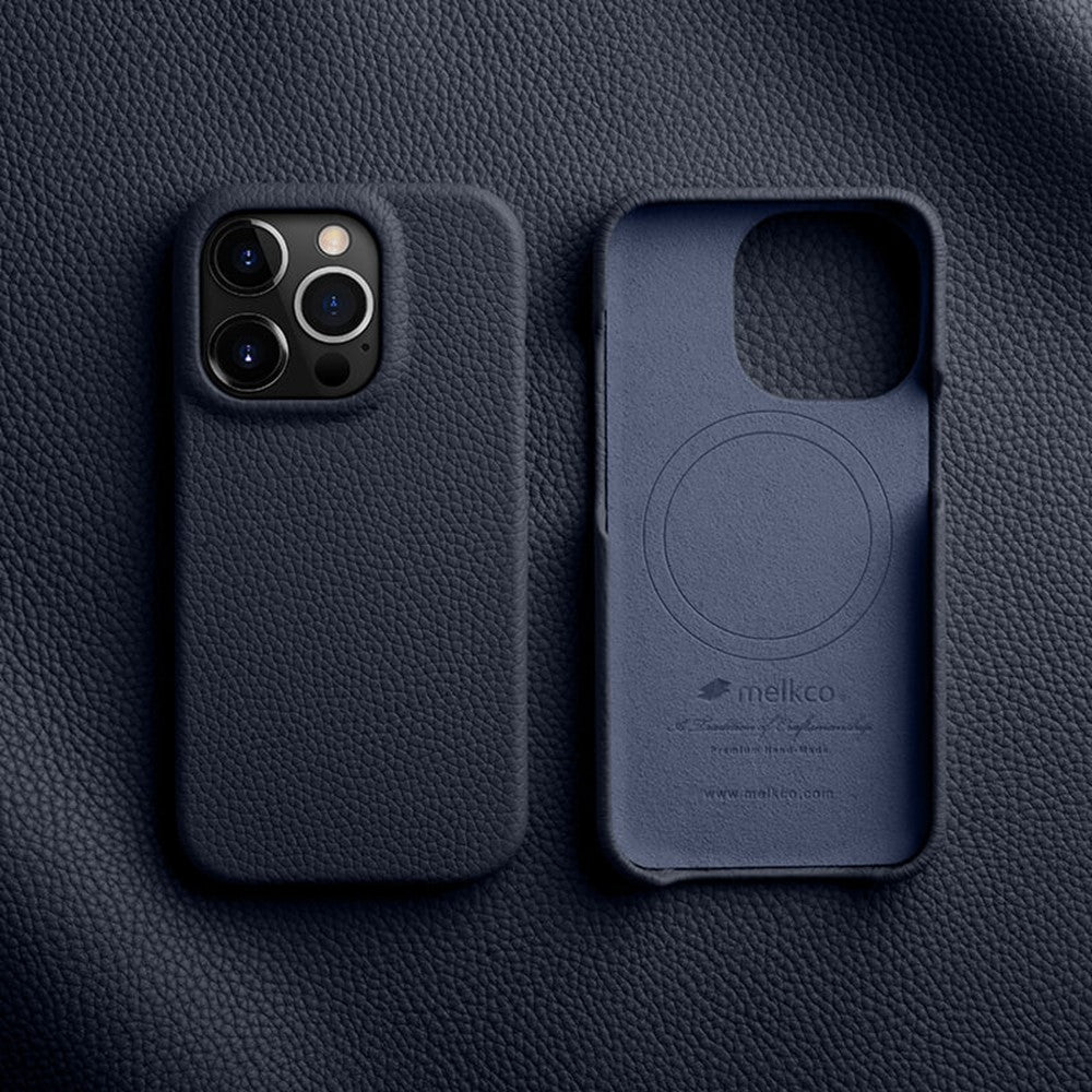 MELKCO Til iPhone 14 Pro Ægte Koskindbelagt PC Telefoncover Magnetisk Faldsikret Cover