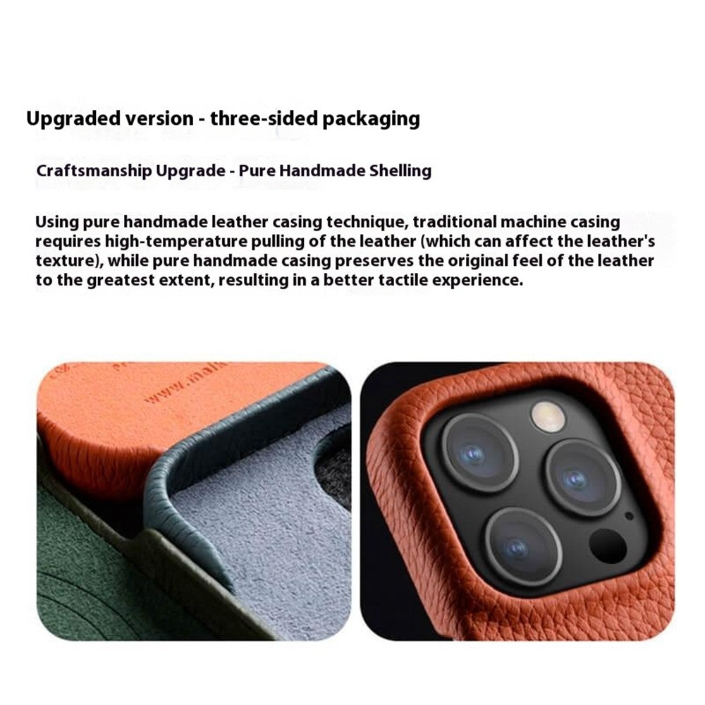 MELKCO Til iPhone 14 Pro Ægte Koskindbelagt PC Telefoncover Magnetisk Faldsikret Cover