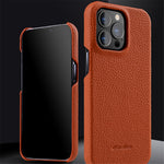 MELKCO For iPhone 13 Pro Max 6.7 inch Large Cutout Phone Case Genuine Cow Leather+PC Cover