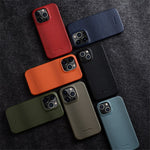 MELKCO For iPhone 13 Pro Max 6.7 inch Large Cutout Phone Case Genuine Cow Leather+PC Cover