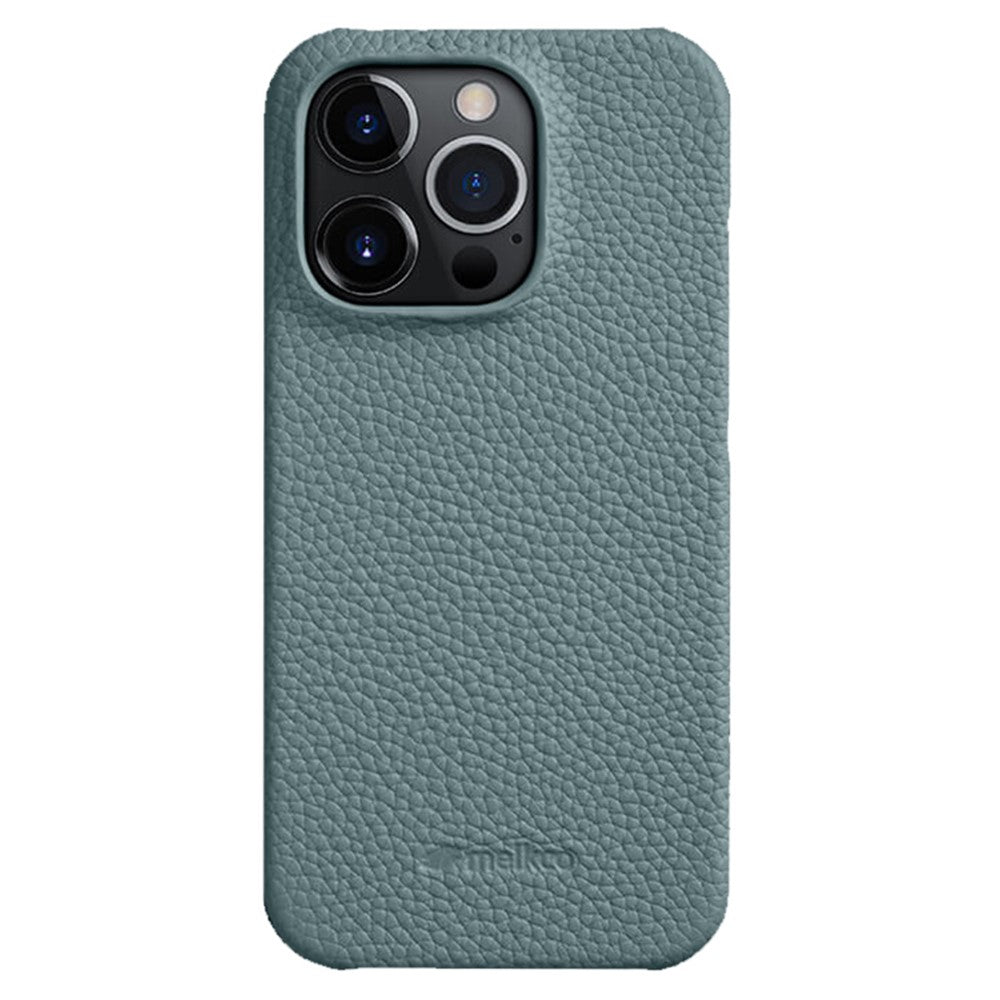 MELKCO For iPhone 13 Pro Max 6.7 inch Large Cutout Phone Case Genuine Cow Leather+PC Cover